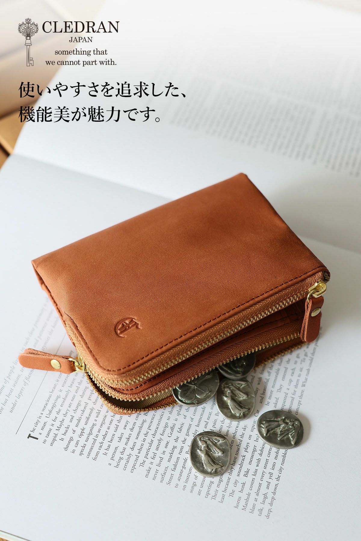 CLEDRAN クレドラン REVEN リベン 小銭入れ付き二つ折り財布 CR-CL3930