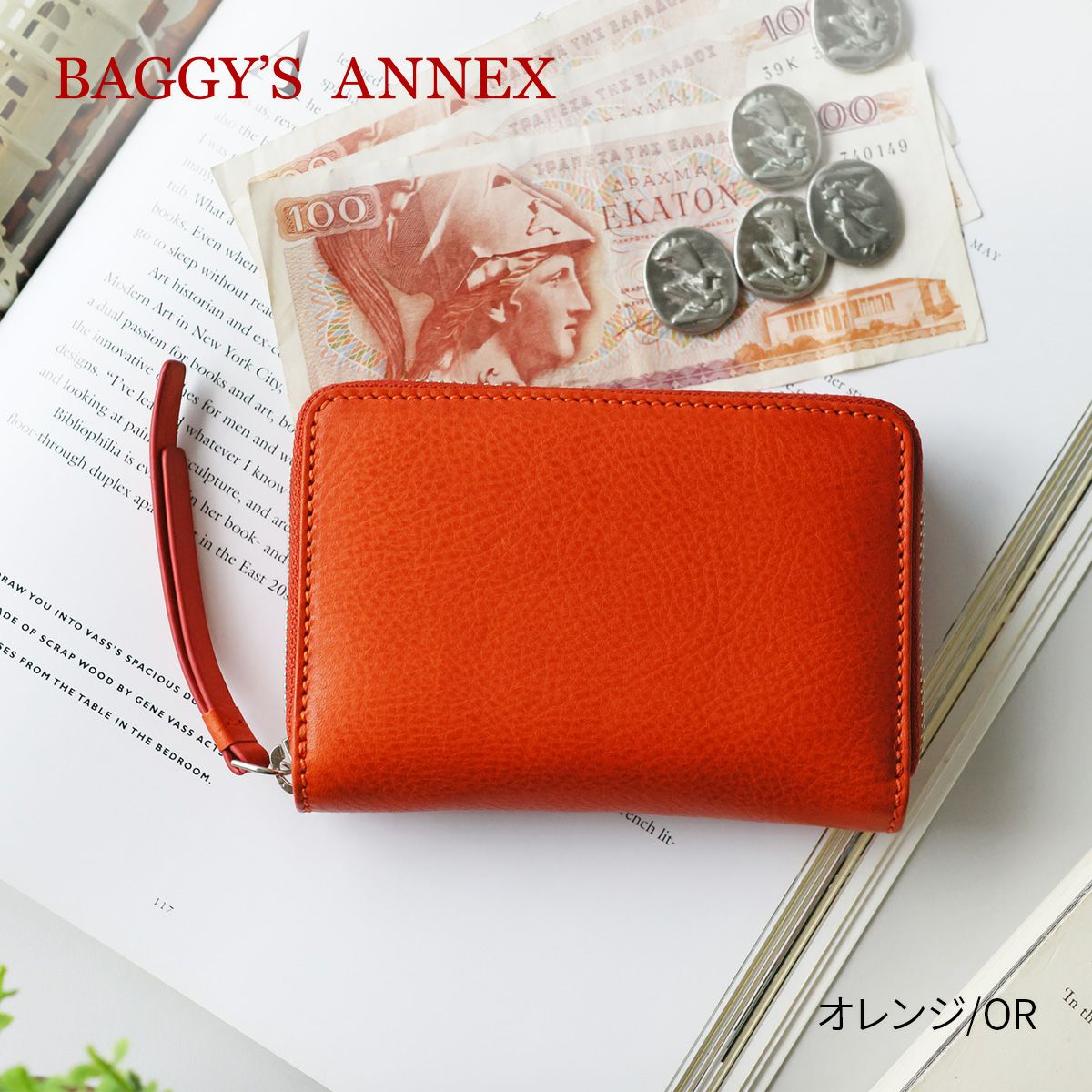 BAGGY'S ANNEX バギーズアネックス NATURAL BOX ナチュラルボックス 小銭入れ付き二つ折り財布（ラウンドファスナー式 ） LZKM-3601