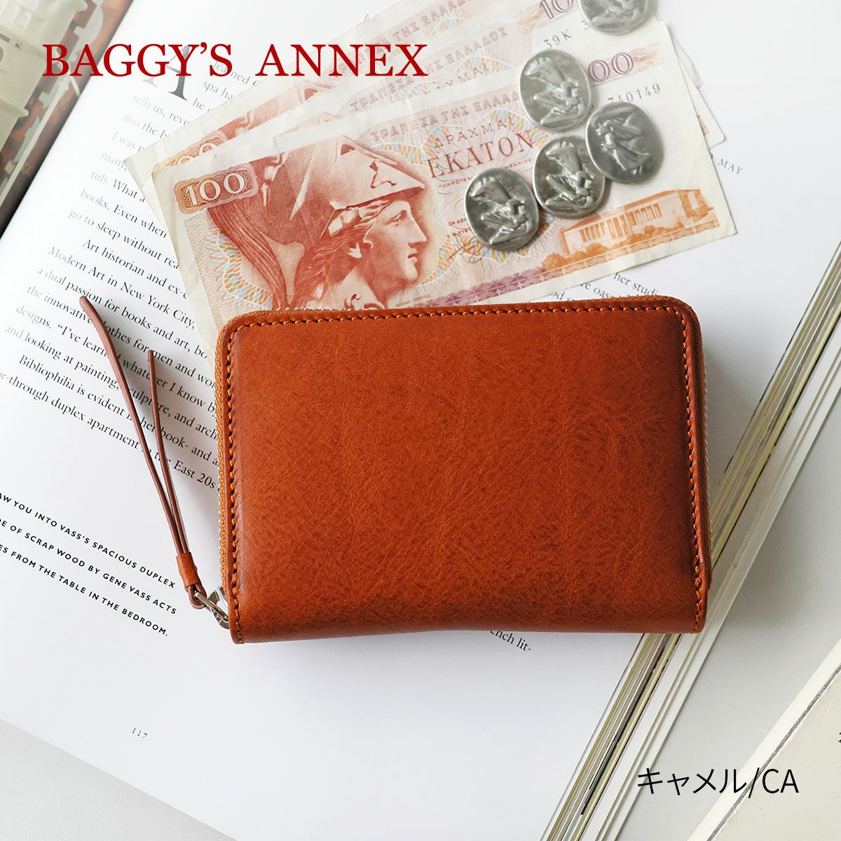 BAGGY'S ANNEX バギーズアネックス NATURAL BOX ナチュラルボックス 小銭入れ付き二つ折り財布（ラウンドファスナー式 ） LZKM-3601