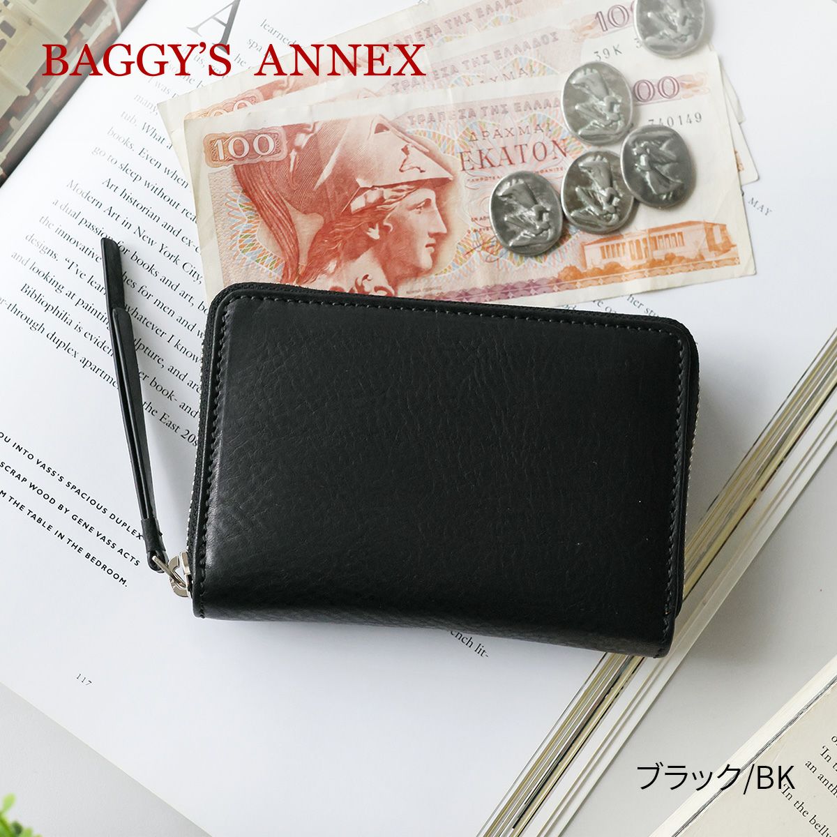 BAGGY'S ANNEX バギーズアネックス NATURAL BOX ナチュラルボックス 小銭入れ付き二つ折り財布（ラウンドファスナー式 ） LZKM-3601